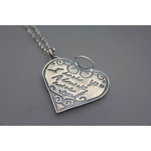 Actual Handwriting On A Silver Memorial Angel Heart Pendant - Ashley Lozano Jewelry