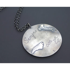 Long Distance Best Friend Necklace In Silver For Moving Gift - Ashley Lozano Jewelry