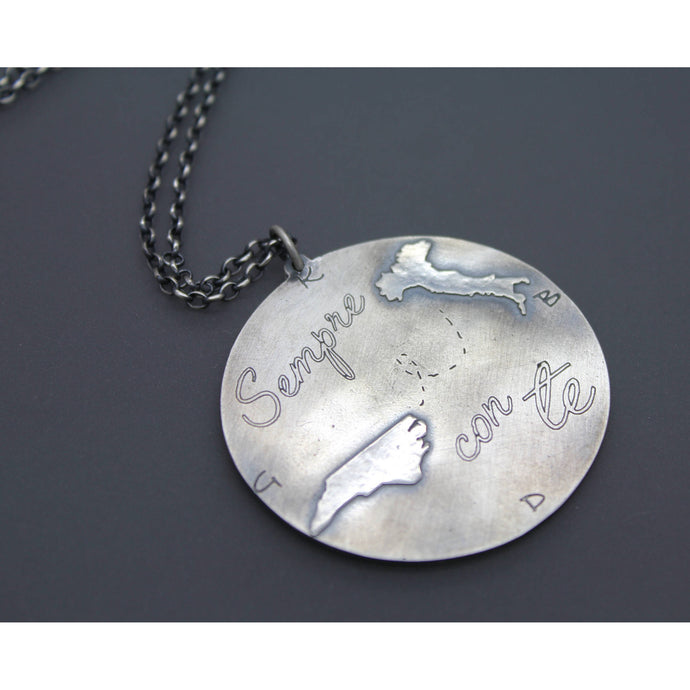 Long Distance Best Friend Necklace In Silver For Moving Gift - Ashley Lozano Jewelry