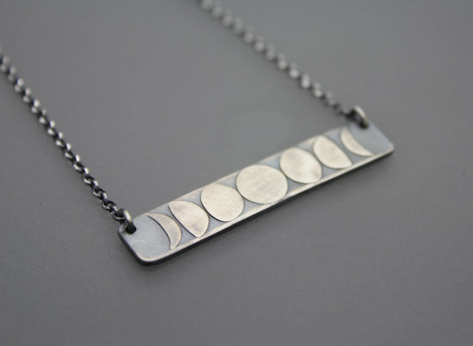 Moon Phases Silver Necklace - Ashley Lozano Jewelry