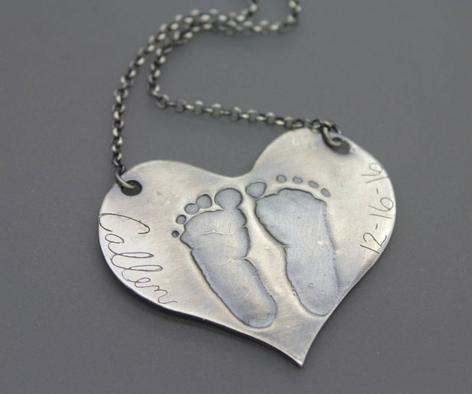 Custom Baby Footprint Necklace - Ashley Lozano Jewelry