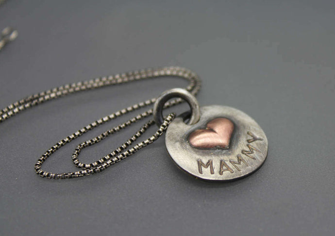 Silver and Copper Mom Necklace, Mother's Gift - Ashley Lozano Jewelry