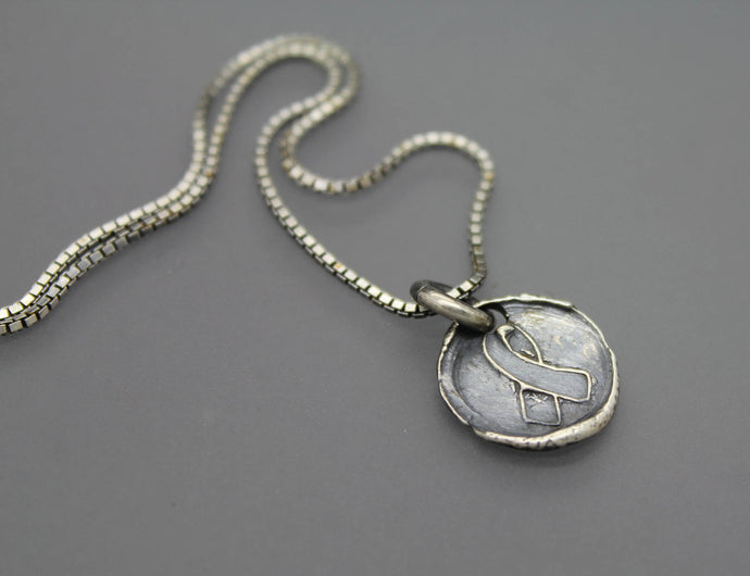 Sterling Awareness Ribbon Wax Seal Necklace - Ashley Lozano Jewelry