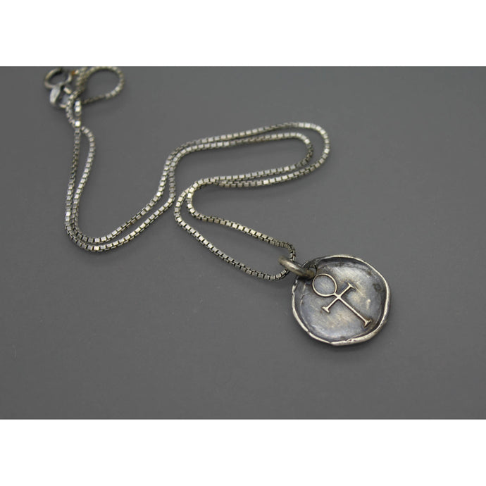 Silver Ankh Wax Seal Charm Pendant Necklace, Ready to Ship - Ashley Lozano Jewelry