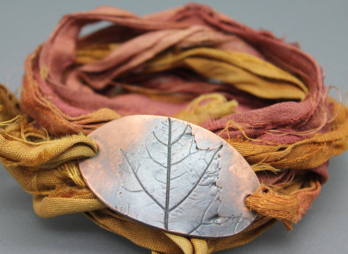 Wrap Bracelet in Copper with Silk Wrap - Ashley Lozano Jewelry