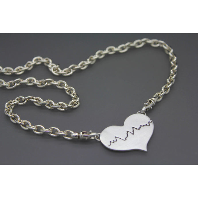 Custom Memorial Heartbeat Pendant Necklace In Sterling Silver - Ashley Lozano Jewelry