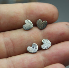 Imprinted Heart Earrings, Studs - Ashley Lozano Jewelry