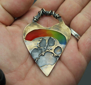 Paw Print Pendant with Rainbow Swirl - Ashley Lozano Jewelry