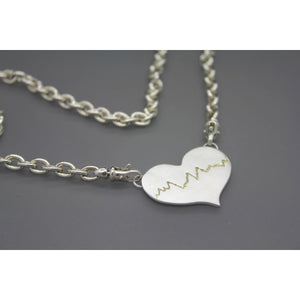 Silver And Gold Heartbeat Pulsebar Necklace With Your Baby's EKG - Ashley Lozano Jewelry
