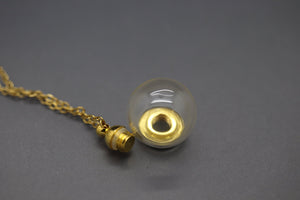 Glass and gold-toned Steel Keepsake Necklace (Shown with Hair)