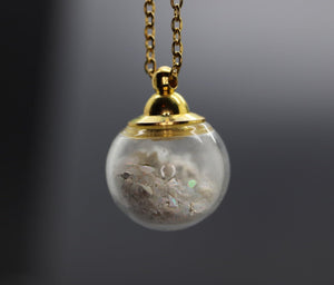 Glass and gold-toned Steel Keepsake Necklace with Crushed Opal