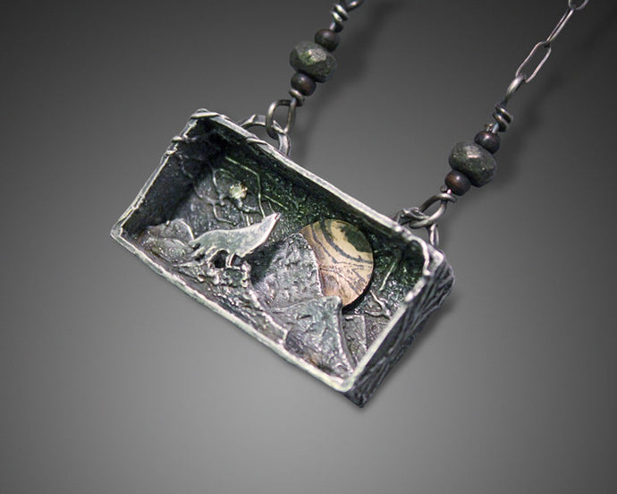 Wolf Necklace in Shadowbox - Ashley Lozano Jewelry