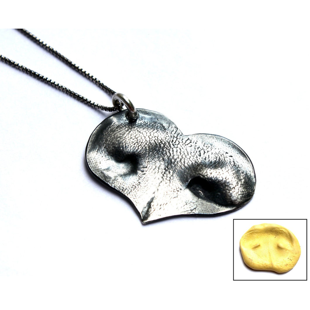 Custom Nose or Paw Print Necklace In Silver - Ashley Lozano Jewelry