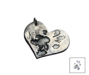 Custom Paw Print Heart Pendant - Ashley Lozano Jewelry