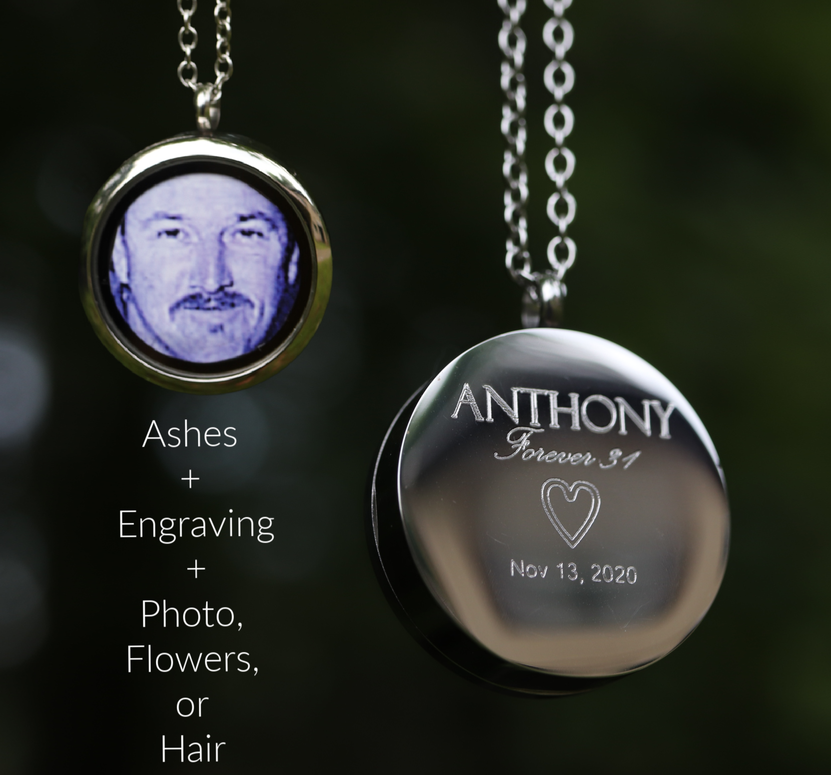 Engraved necklace hot sale for ashes