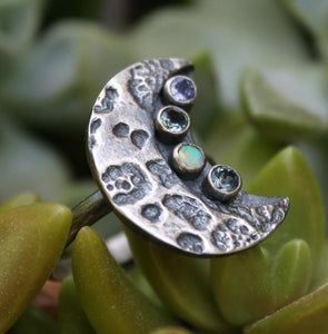 Birthstone Moon Ring In Sterling Silver - Ashley Lozano Jewelry